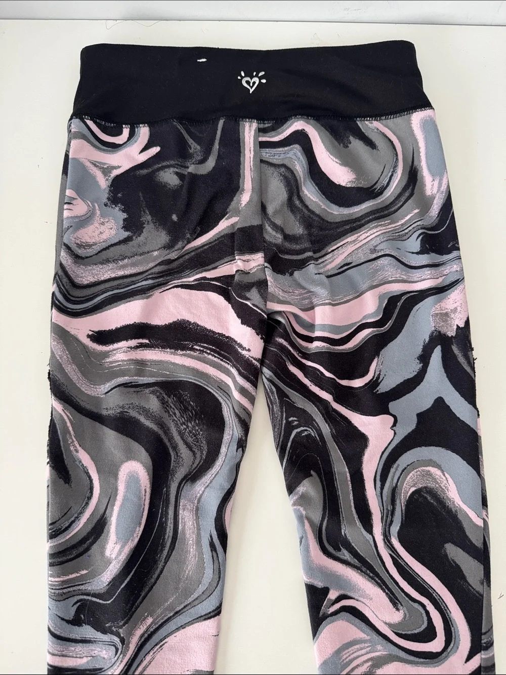 Justice Active Kids Marble Print Leggings Mesh cutouts. Size 10yr
